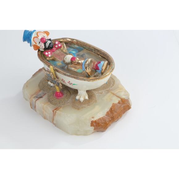 Vtg Ron Lee & Emmett Kelly "No Vacancy" Marble Clown sleeping in a bath 1989 USA - Picture 3 of 10